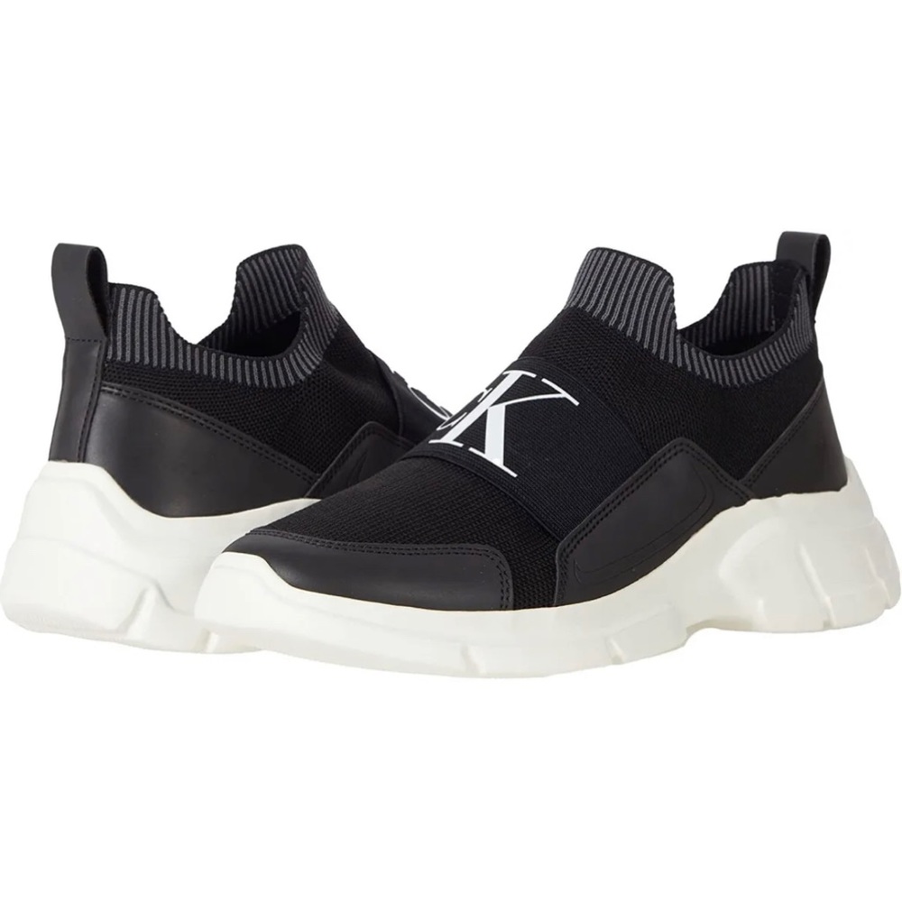 🖤🖤Calvin Klein Casual Shoes Rook Slip on Knit Sneakers Black